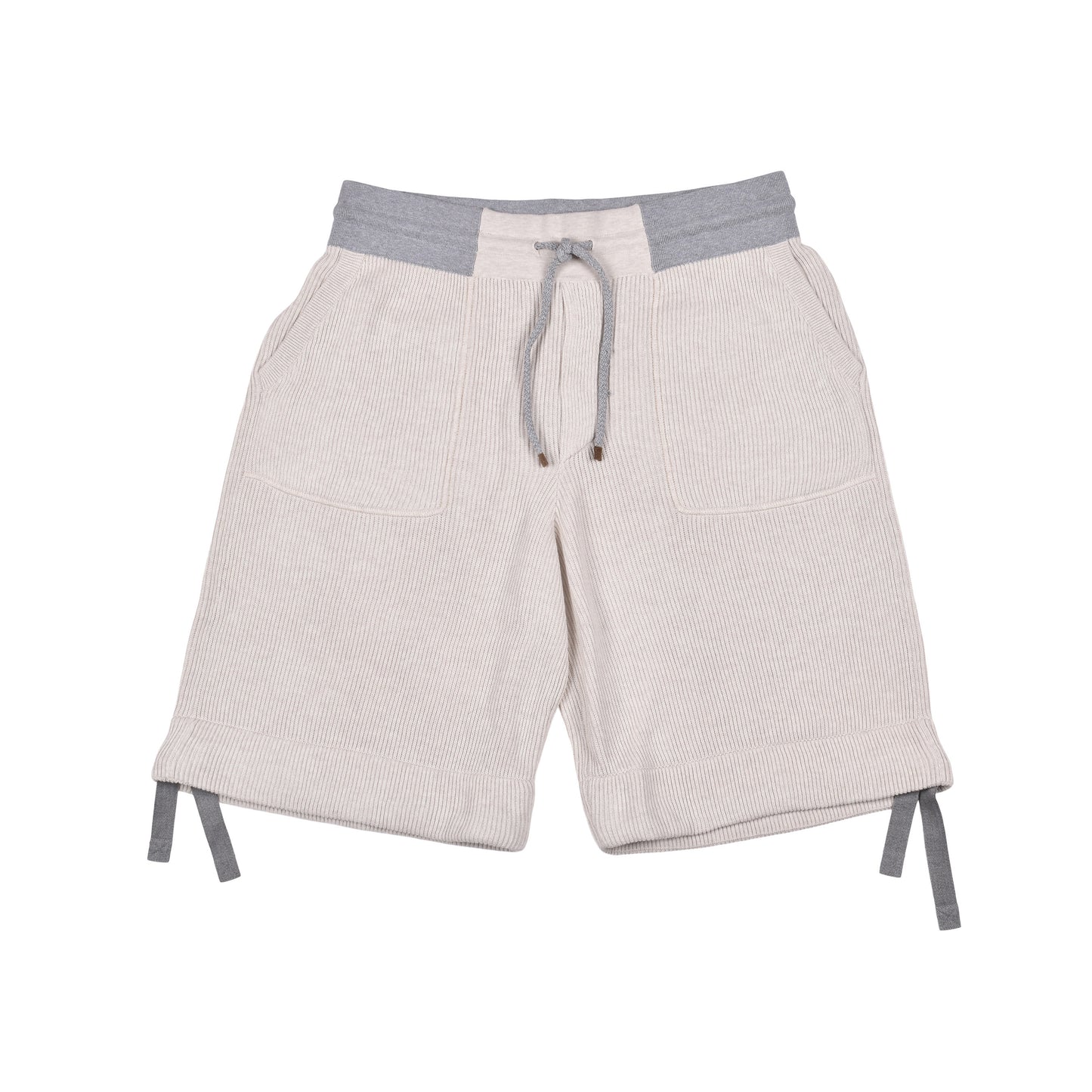 BRUNELLO CUCINELLI MEN'S 100% COTTON TWO TONE GRAY KNIT FASHION GYM SHORTS