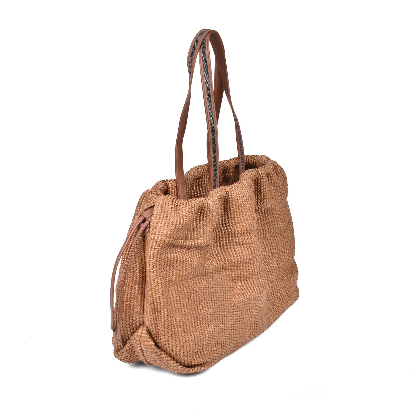 BRUNELLO CUCINELLI WOMEN'S MONILI BEAD WOVEN RAFFIA TOTE / SHOULDER BAG