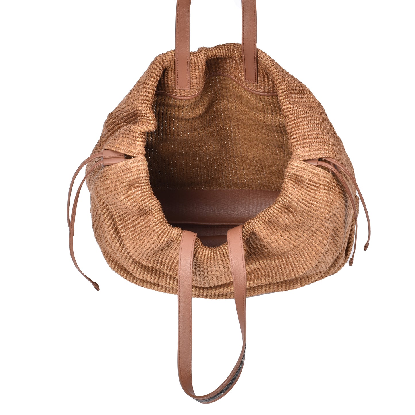 BRUNELLO CUCINELLI WOMEN'S MONILI BEAD WOVEN RAFFIA TOTE / SHOULDER BAG