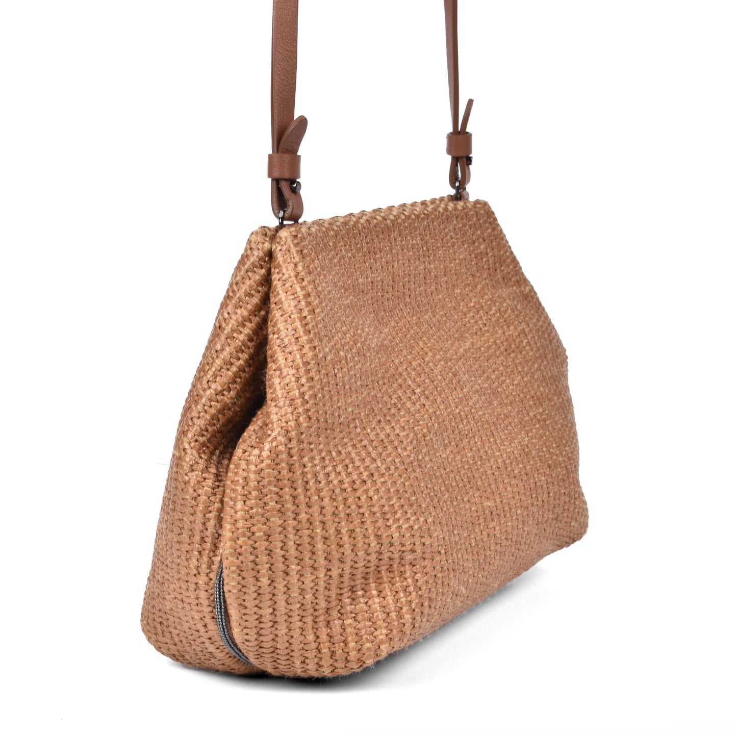 BRUNELLO CUCINELLI WOMEN'S MONILI BEAD WOVEN RAFFIA CROSSBODY SHOULDER BAG