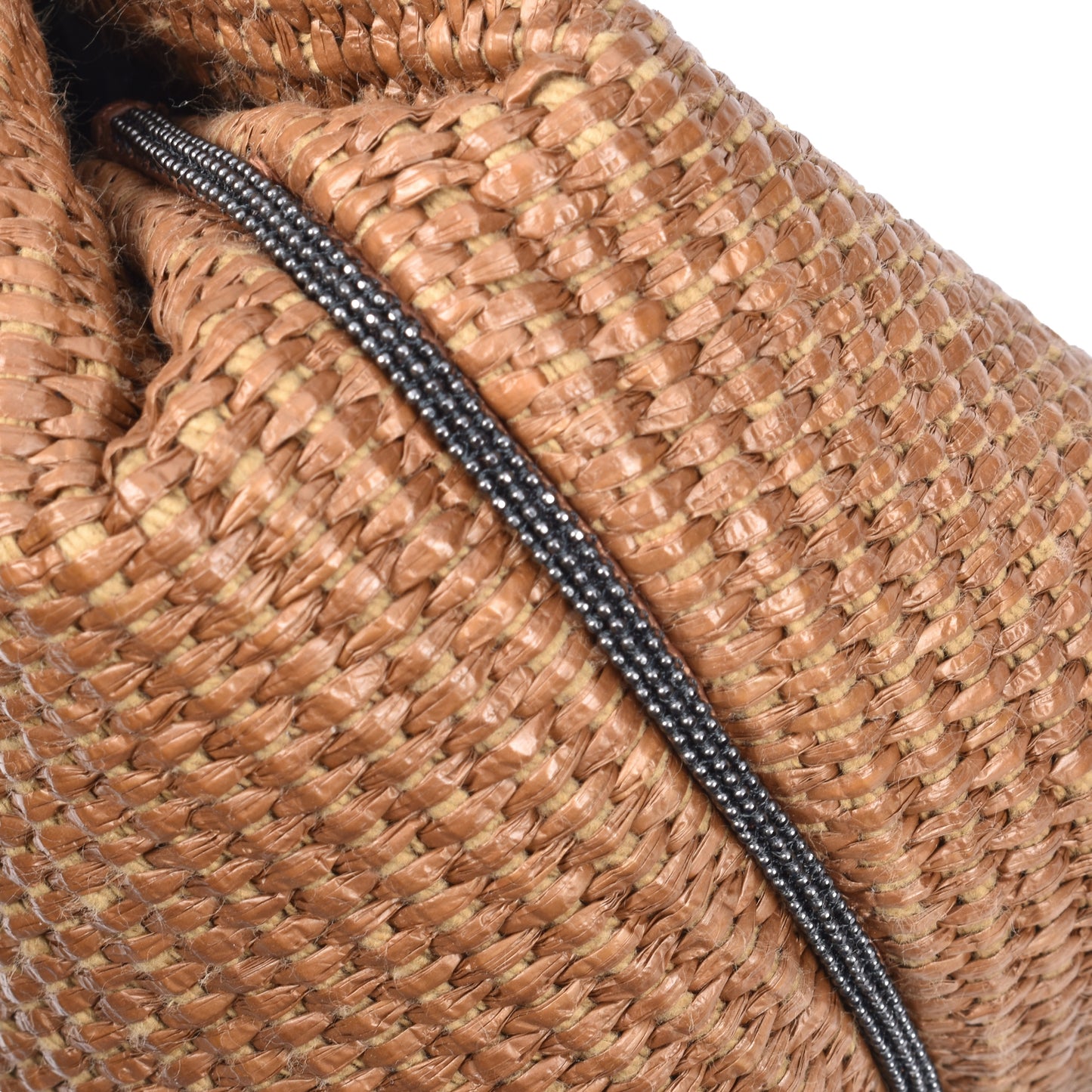 BRUNELLO CUCINELLI WOMEN'S MONILI BEAD WOVEN RAFFIA CROSSBODY SHOULDER BAG