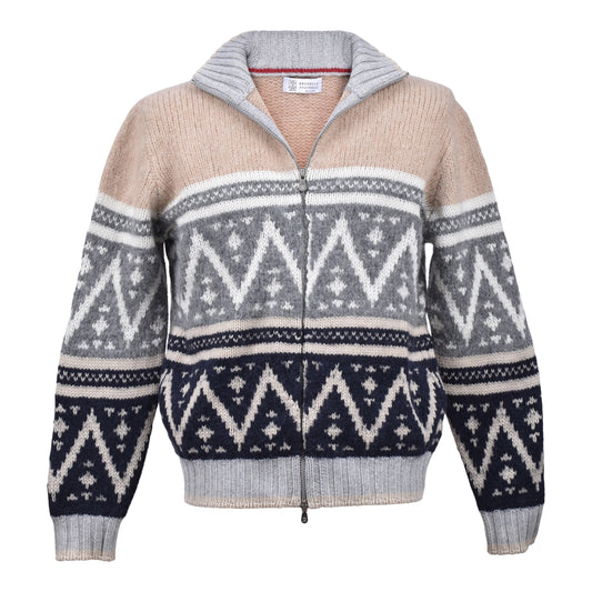BRUNELLO CUCINELLI MEN'S CASHMERE BLEND ZIP UP CARDIGAN STYLE HEAVY SWEATER NEW
