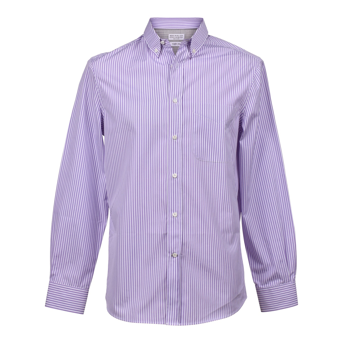 BRUNELLO CUCINELLI MEN'S 100% COTTON EASY FIT STRIPED BUTTON DOWN DRESS SHIRT