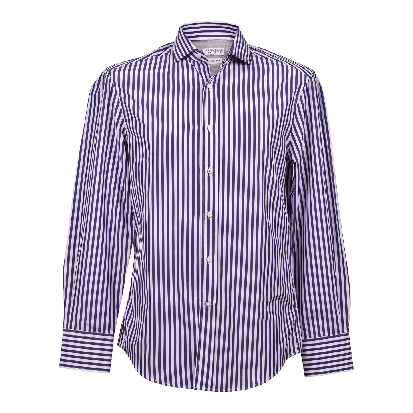 BRUNELLO CUCINELLI MEN'S 100% COTTON SLIM FIT STRIPED BUTTON DOWN DRESS SHIRT