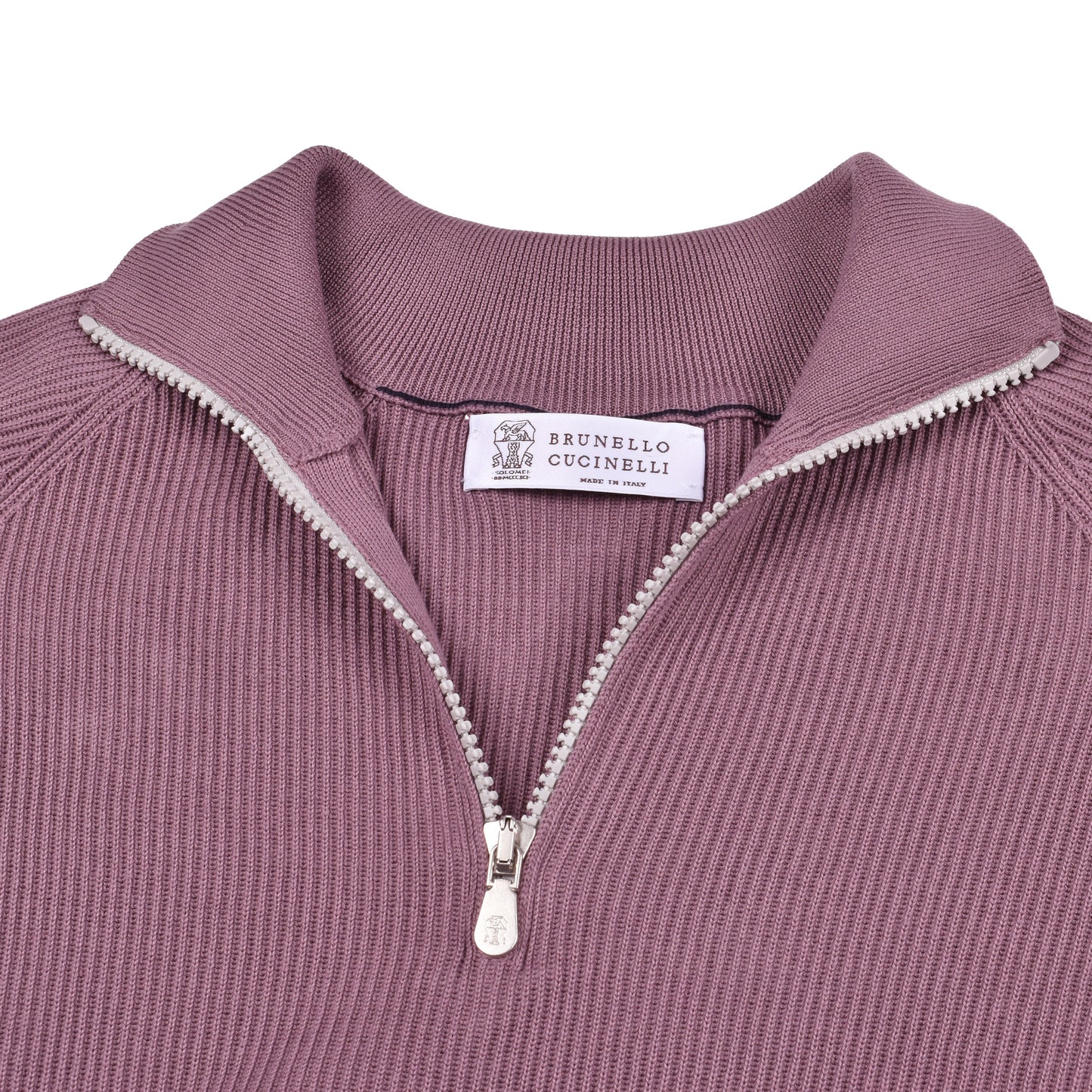 BRUNELLO CUCINELLI MEN'S 100% COTTON 1/4 ZIP RIBBED PULLOVER/SWEATER NEW