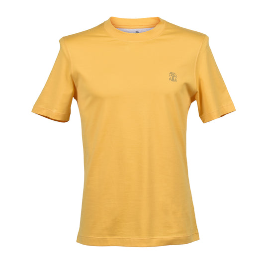 BRUNELLO CUCINELLI MEN'S 100% COTTON CREW NECK SLIM FIT SHORT SLEEVE LOGO TSHIRT