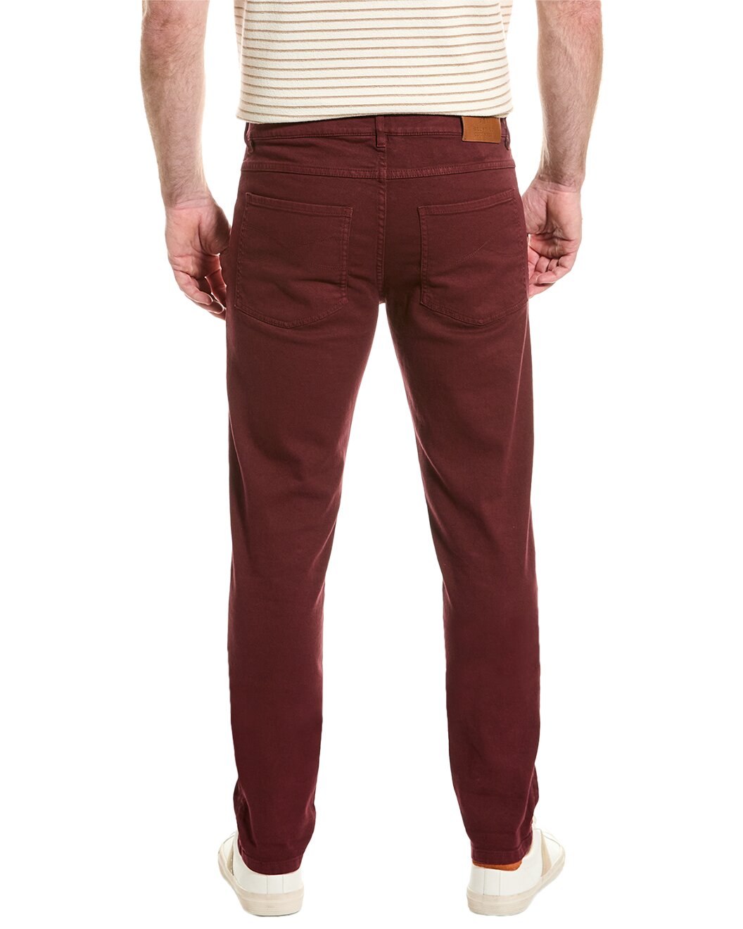 BRUNELLO CUCINELLI MEN'S 5 POCKET SKINNY FIT BURGUNDY DENIM JEAN PANTS