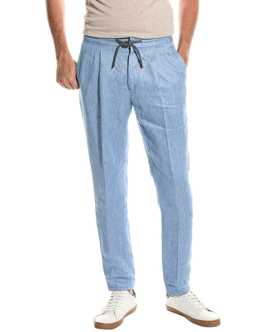 BRUNELLO CUCINELLI MEN'S 100% LINEN DENIM STYLE CASUAL PANTS/TROUSERS NEW
