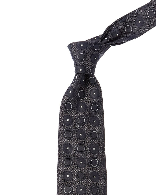 BRUNELLO CUCINELLI MEN'S 100% SILK GEOMETRIC SKINNY TIE NEW