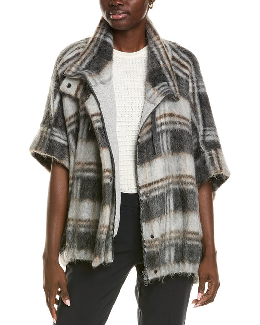 BRUNELLO CUCINELLI WOMEN'S WOOL BLEND HOODIE STYLE ZIP UP JACKET