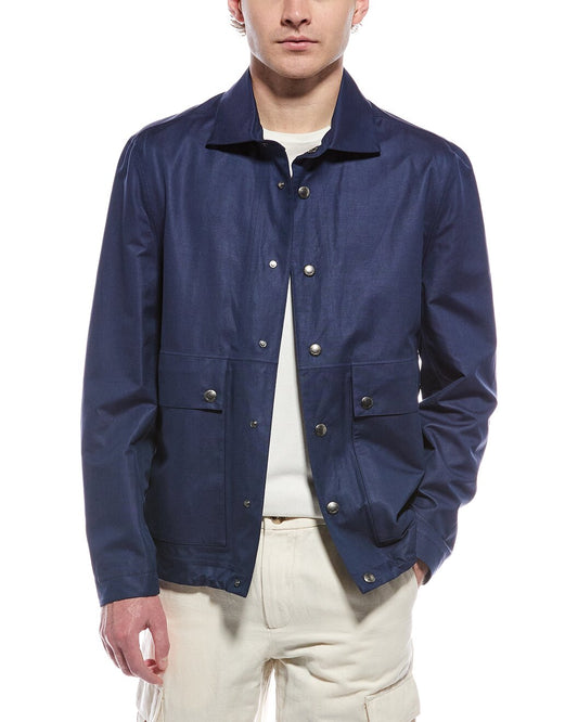 BRUNELLO CUCINELLI MEN'S SILK BLEND BUTTON DOWN JACKET/RAINCOAT NEW