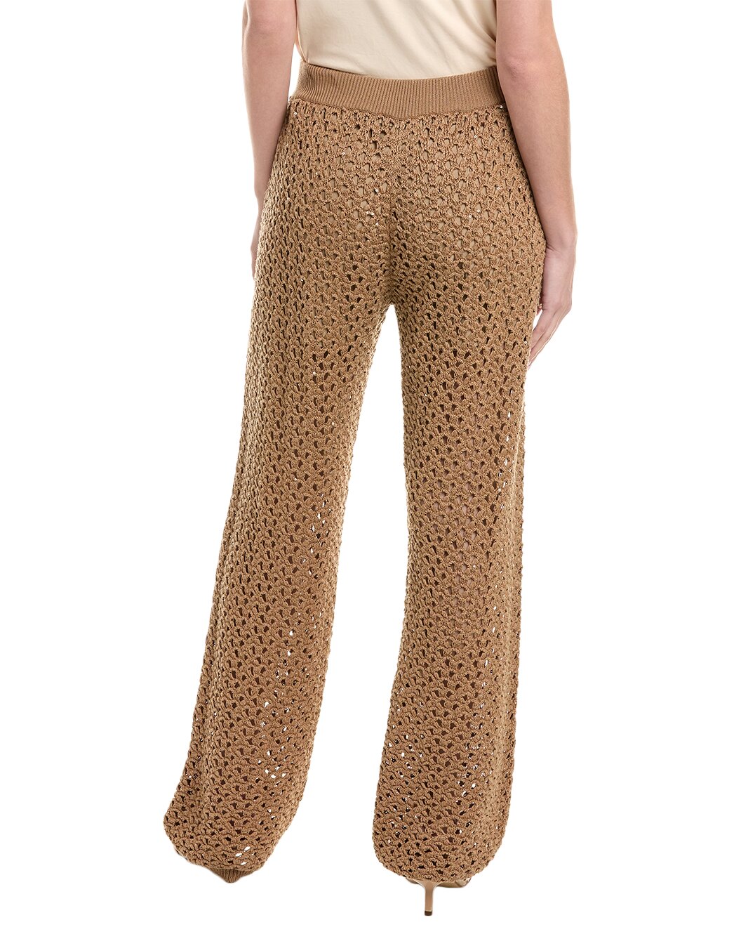 BRUNELLO CUCINELLI WOMEN'S COTTON BLEND CASUAL BROWN KNIT PANTS/TROUSERS