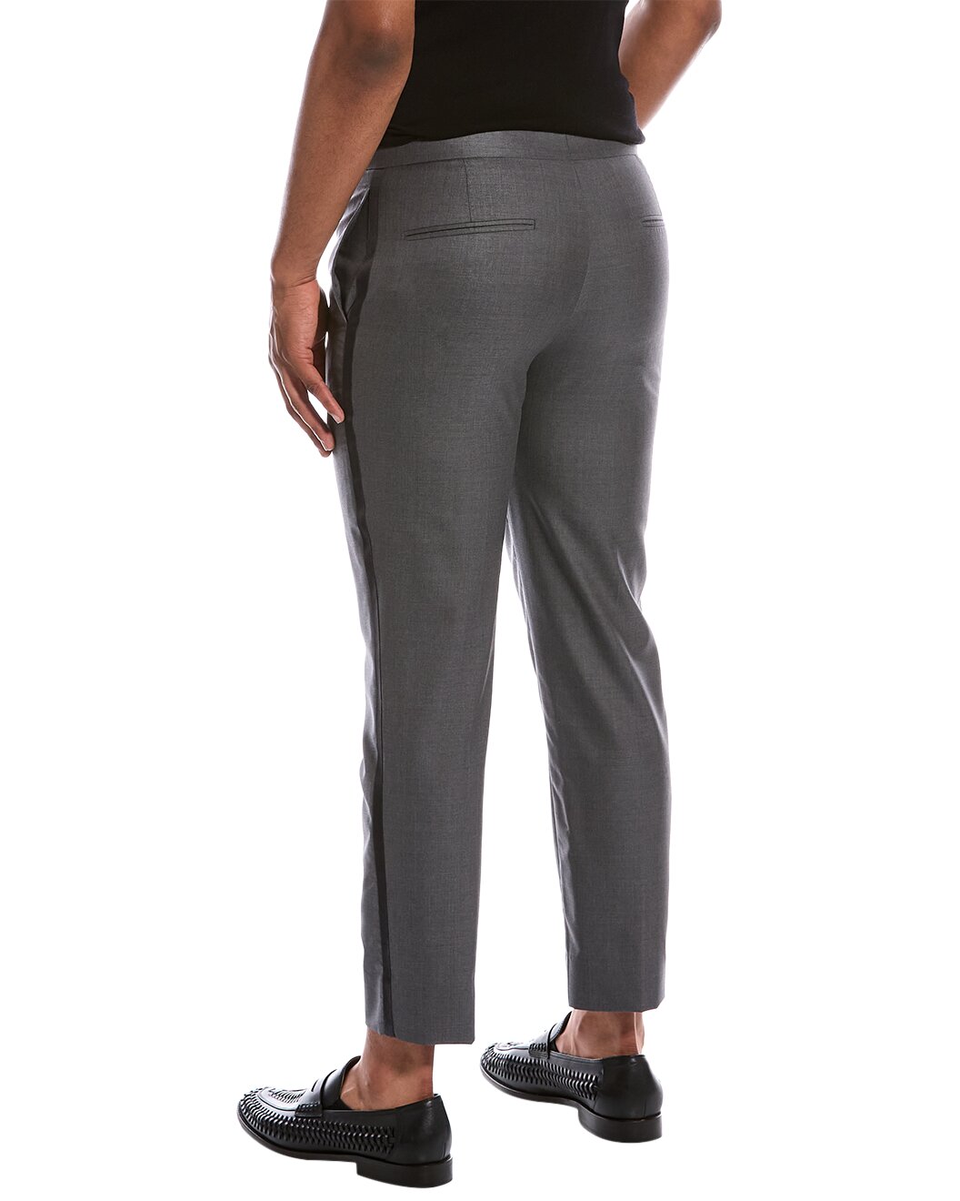 BRUNELLO CUCINELLI MEN'S VIRGIN WOOL GRAY TUXEDO PANTS/TROUSERS