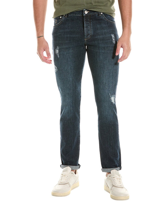 BRUNELLO CUCINELLI MEN'S 5 POCKET DENIM JEANS STYLE SKINNY FIT COTTON PANTS