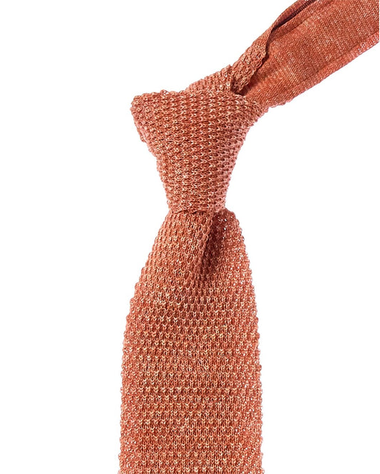 BRUNELLO CUCINELLI MEN'S SOLID SALMON KNIT SKINNY TIE NEW