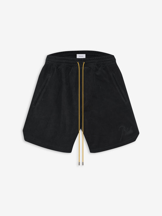 RHUDE MEN'S LEATHER SHORT BLACK
