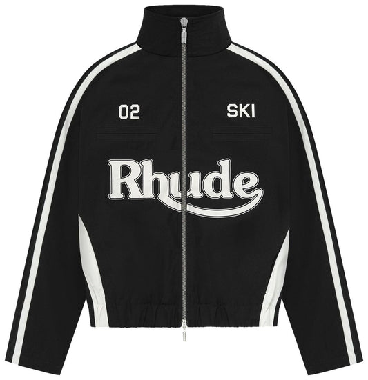 RHUDE MEN'S SKI TRACK JACKET BLACK/WHITE