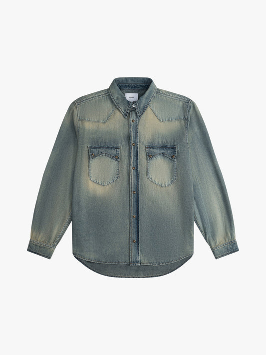 RHUDE MEN'S WESTERN DENIM SHIRT