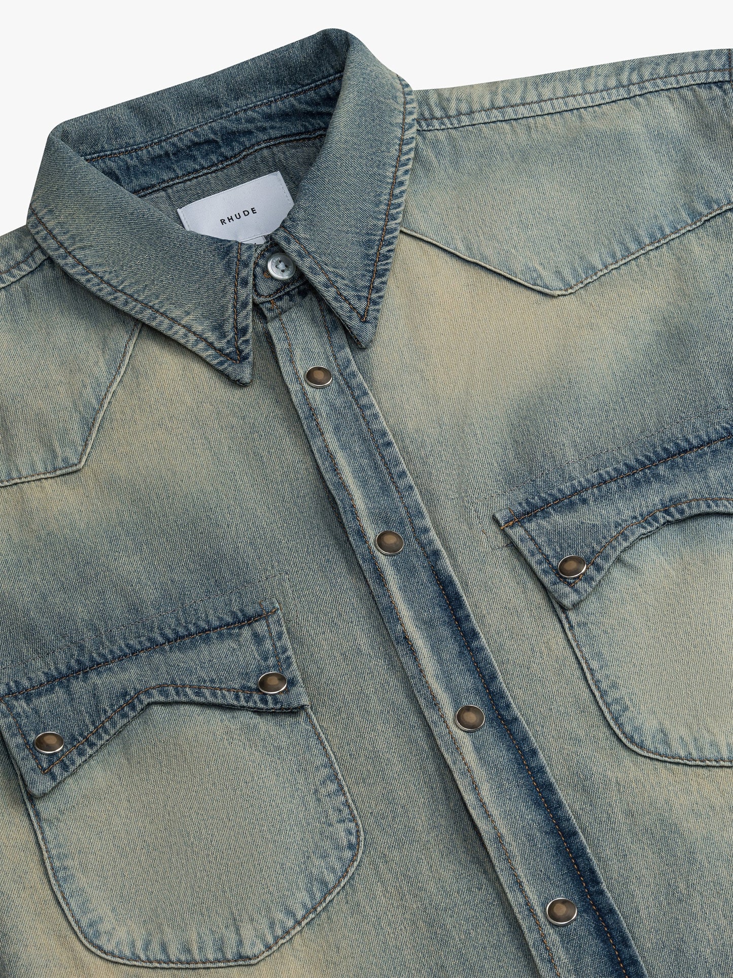 RHUDE MEN'S WESTERN DENIM SHIRT