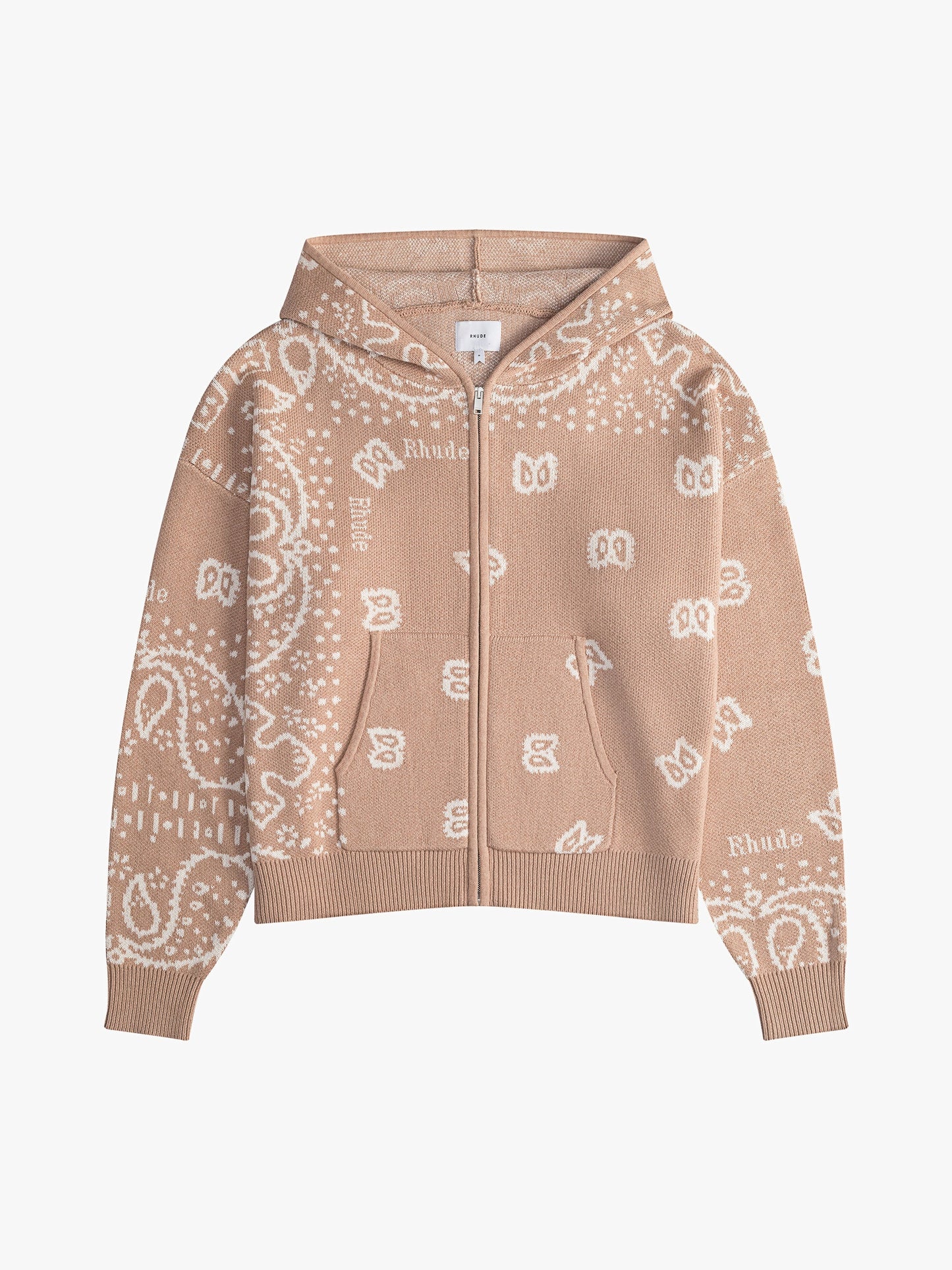 RHUDE MEN'S BANDANA KNIT ZIP-UP