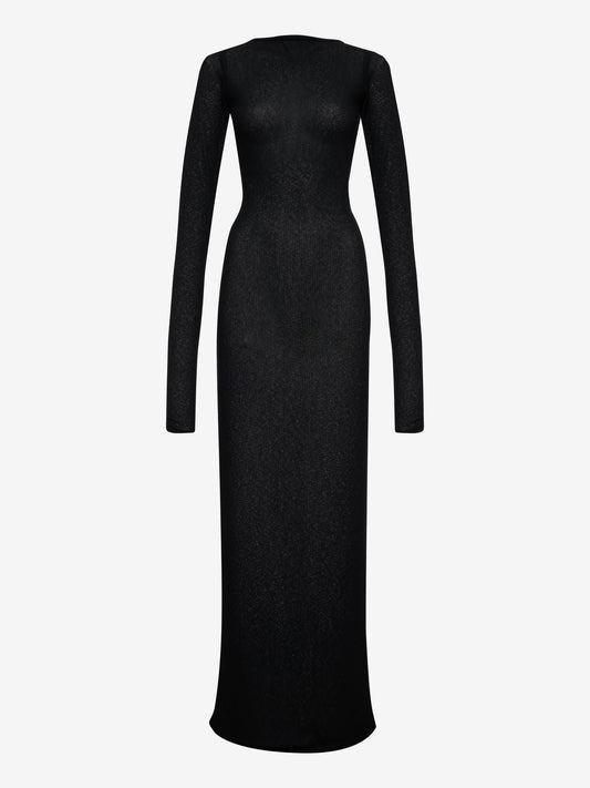 RHUDE WOMEN'S SHEER KNIT JERSEY DRESS BLACK