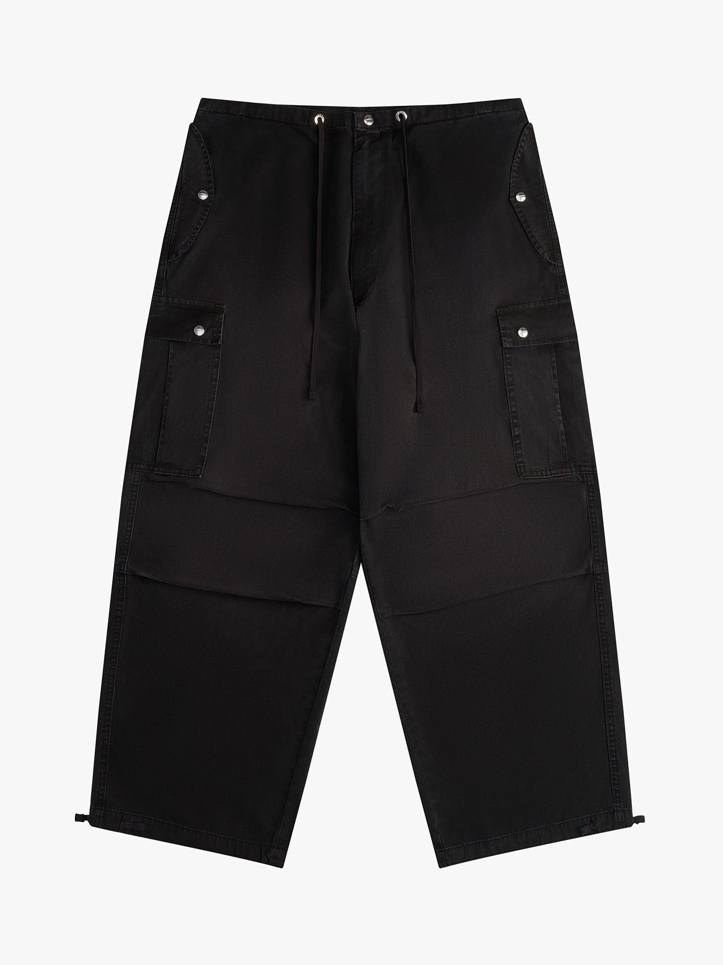 RHUDE WOMEN'S WASHED PARACHUTE PANTS BLACK