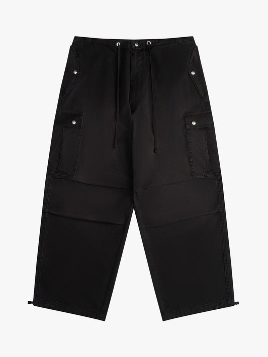 RHUDE WOMEN'S WASHED PARACHUTE PANTS BLACK