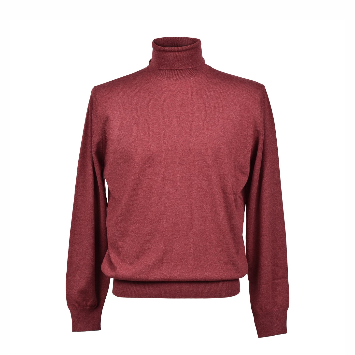 BRUNELLO CUCINELLI MEN'S 100% CASHMERE BURGUNDY TURTLE NECK SWEATER