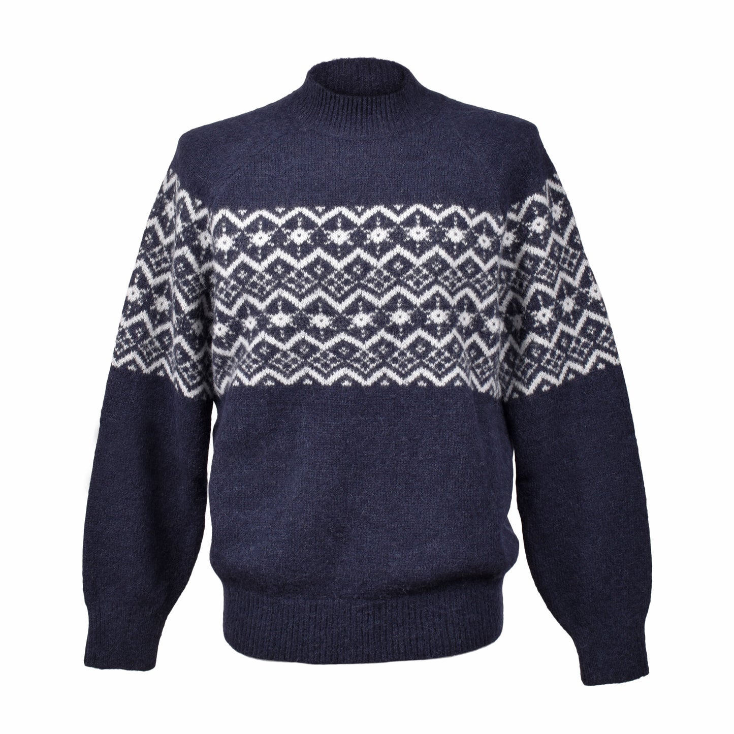 BRUNELLO CUCINELLI MEN'S TWO TONE MOCK COLLAR NAVY SWEATER / PULLOVER
