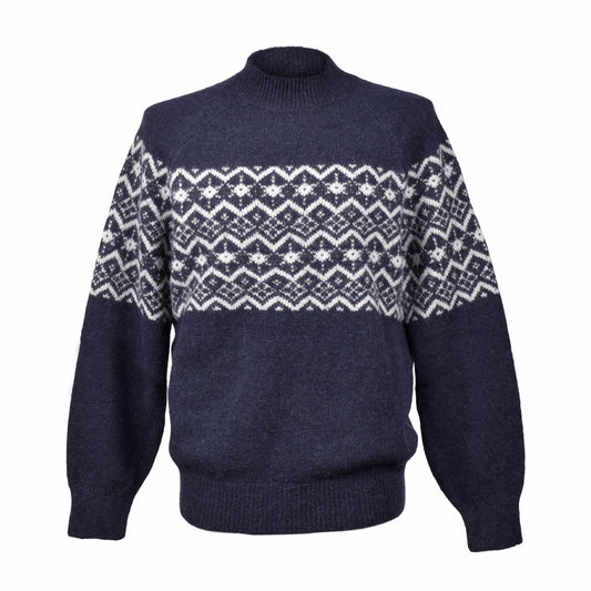 BRUNELLO CUCINELLI MEN'S TWO TONE MOCK COLLAR NAVY SWEATER / PULLOVER