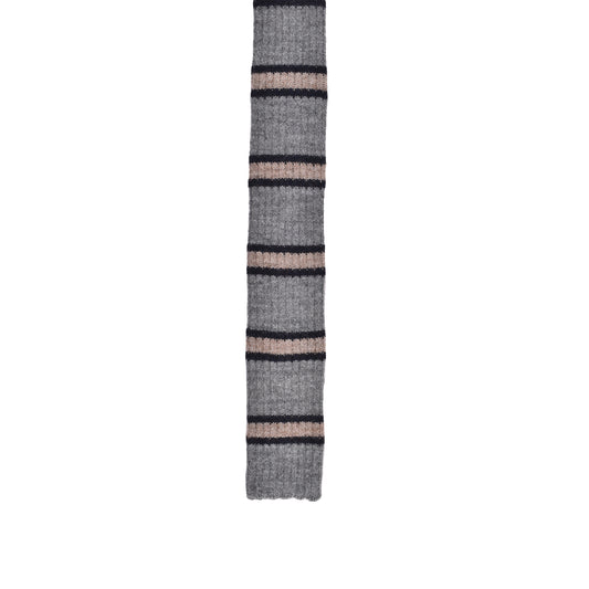 BRUNELLO CUCINELLI MEN'S TWO TONE WOOL BLEND SKINNY KNIT TIE NEW