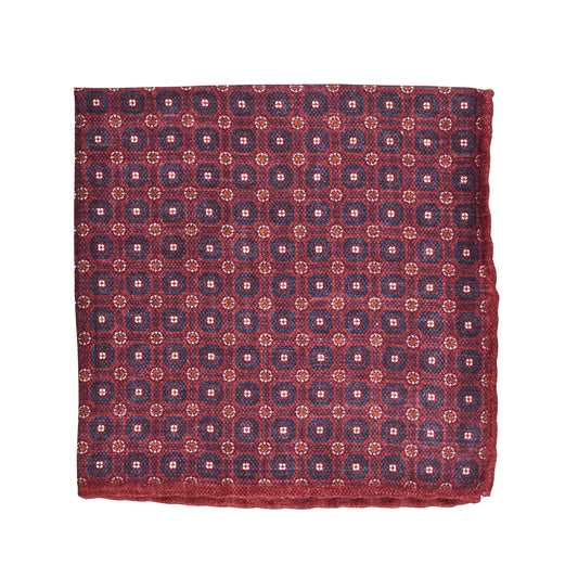 BRUNELLO CUCINELLI MEN'S 100% SILK TWO TONE GEOMETRIC POCKET SQUARE NEW