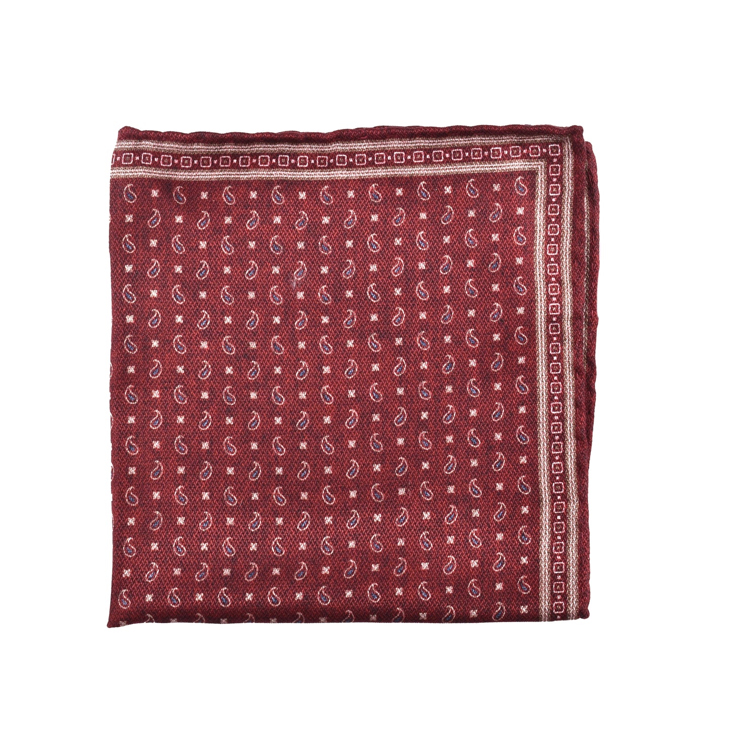 BRUNELLO CUCINELLI MEN'S 100% SILK TWO TONE GEOMETRIC POCKET SQUARE NEW