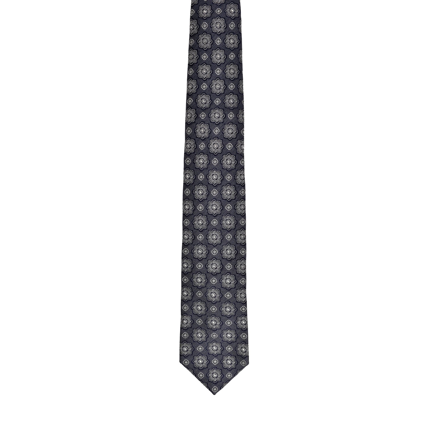 BRUNELLO CUCINELLI MEN'S 100% SILK GEOMETRIC SKINNY TIE NEW