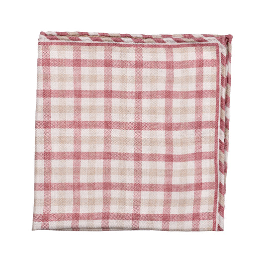 BRUNELLO CUCINELLI MEN'S 100% SILK PLAID POCKET SQUARE