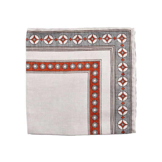 BRUNELLO CUCINELLI MEN'S 100% TWO TONE SILK GEOMETRIC POCKET SQUARE NEW