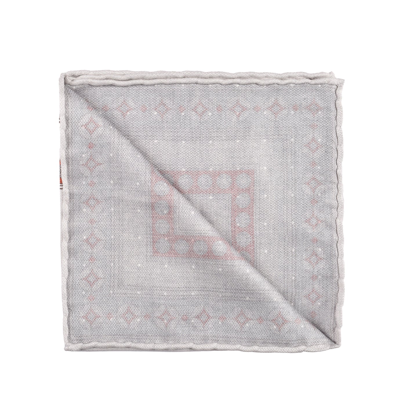 BRUNELLO CUCINELLI MEN'S 100% TWO TONE SILK GEOMETRIC POCKET SQUARE NEW