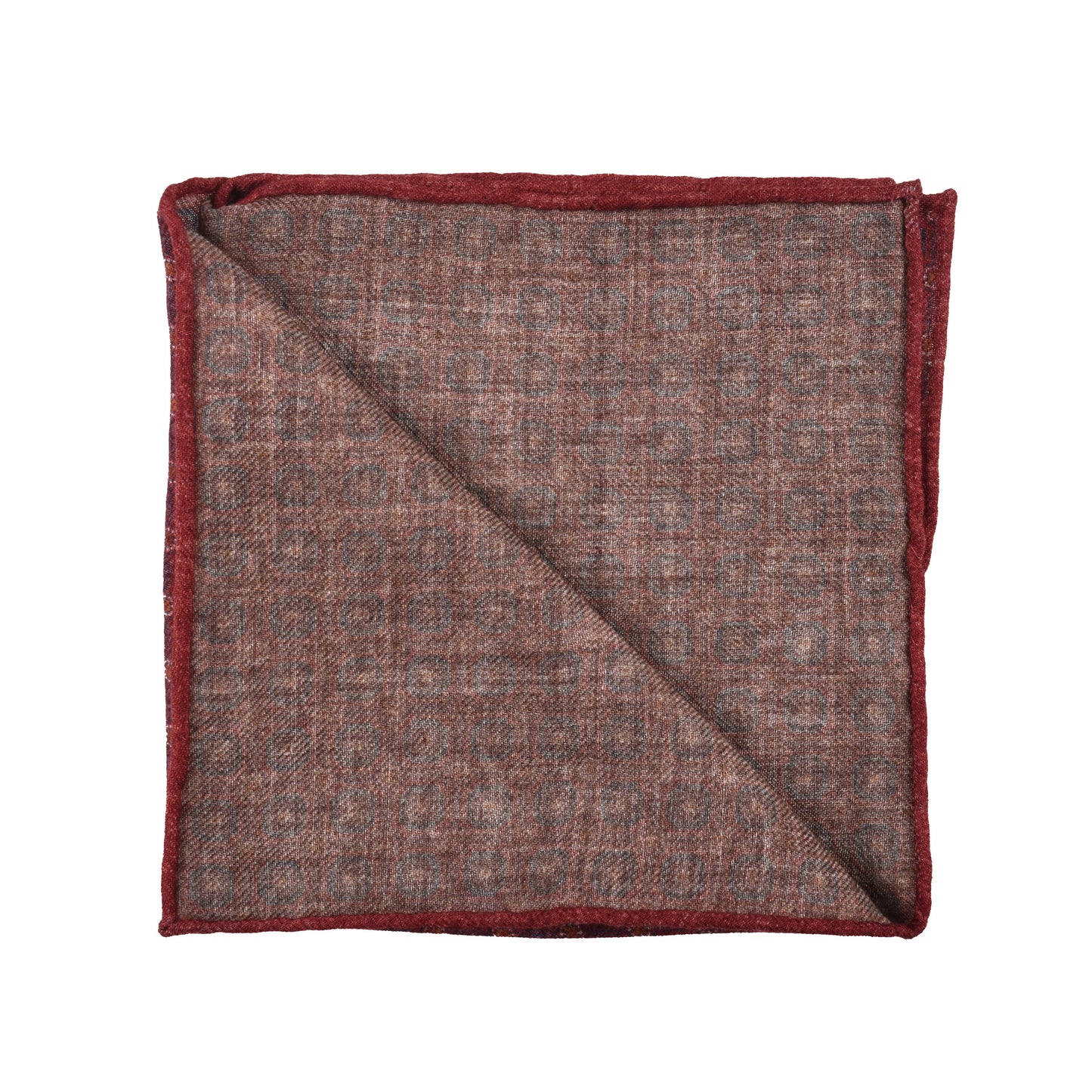 BRUNELLO CUCINELLI MEN'S 100% WOOL TWO TONE GEOMETRIC POCKET SQUARE NEW