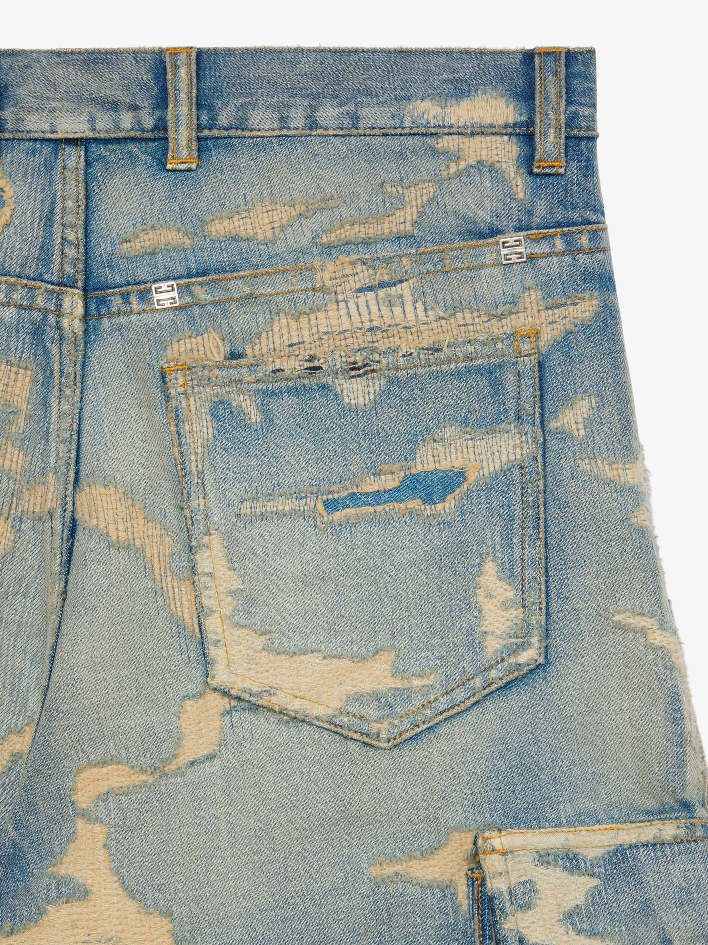 GIVENCHY MEN'S MULTICUTTED CURVED SHORTS W MOLESKINE NWT