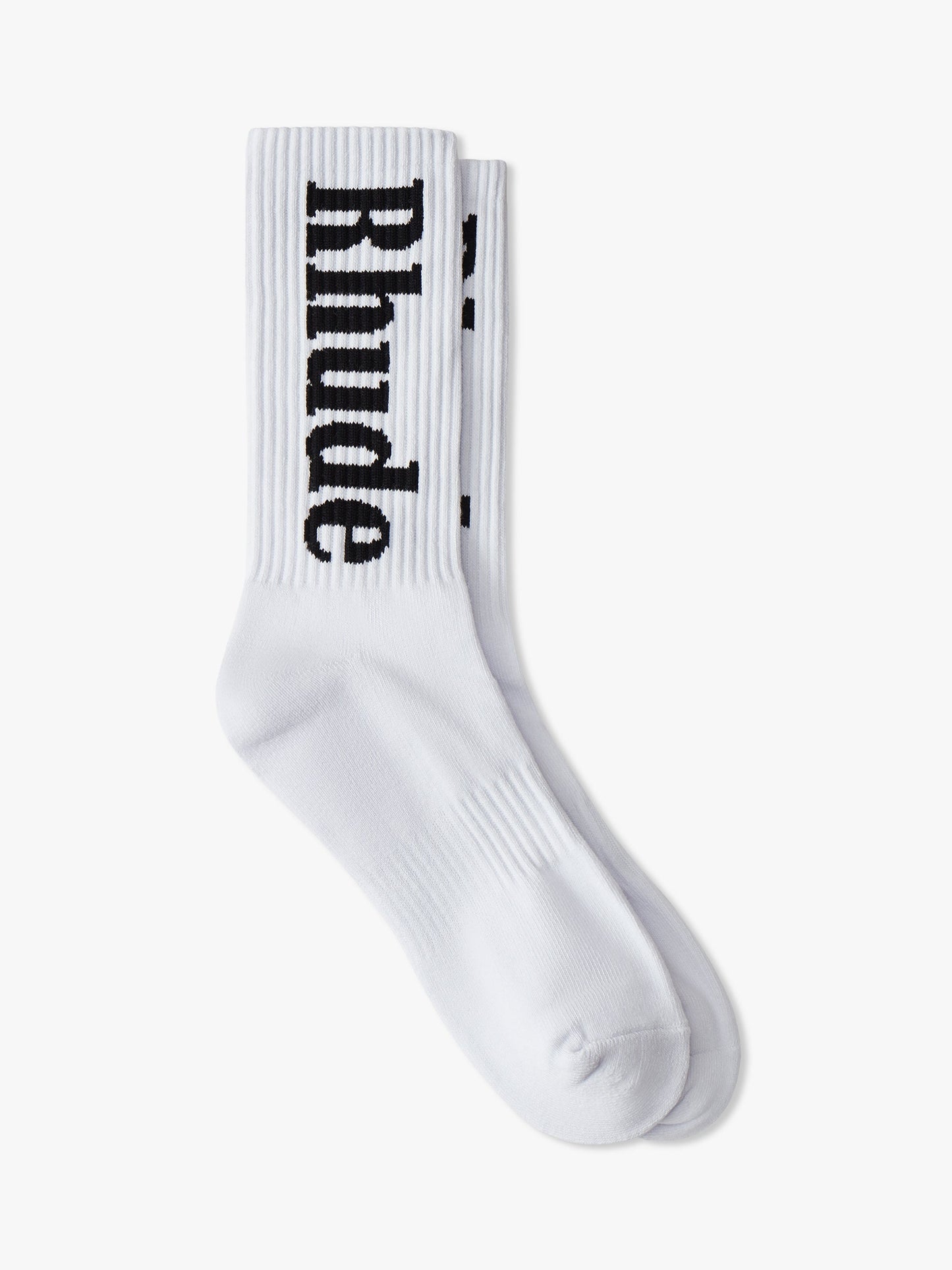 RHUDE MEN'S LOGO SOCKS WHITE/BLACK