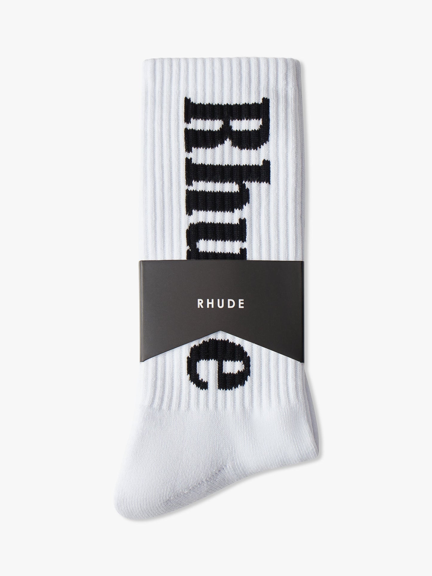 RHUDE MEN'S LOGO SOCKS WHITE/BLACK