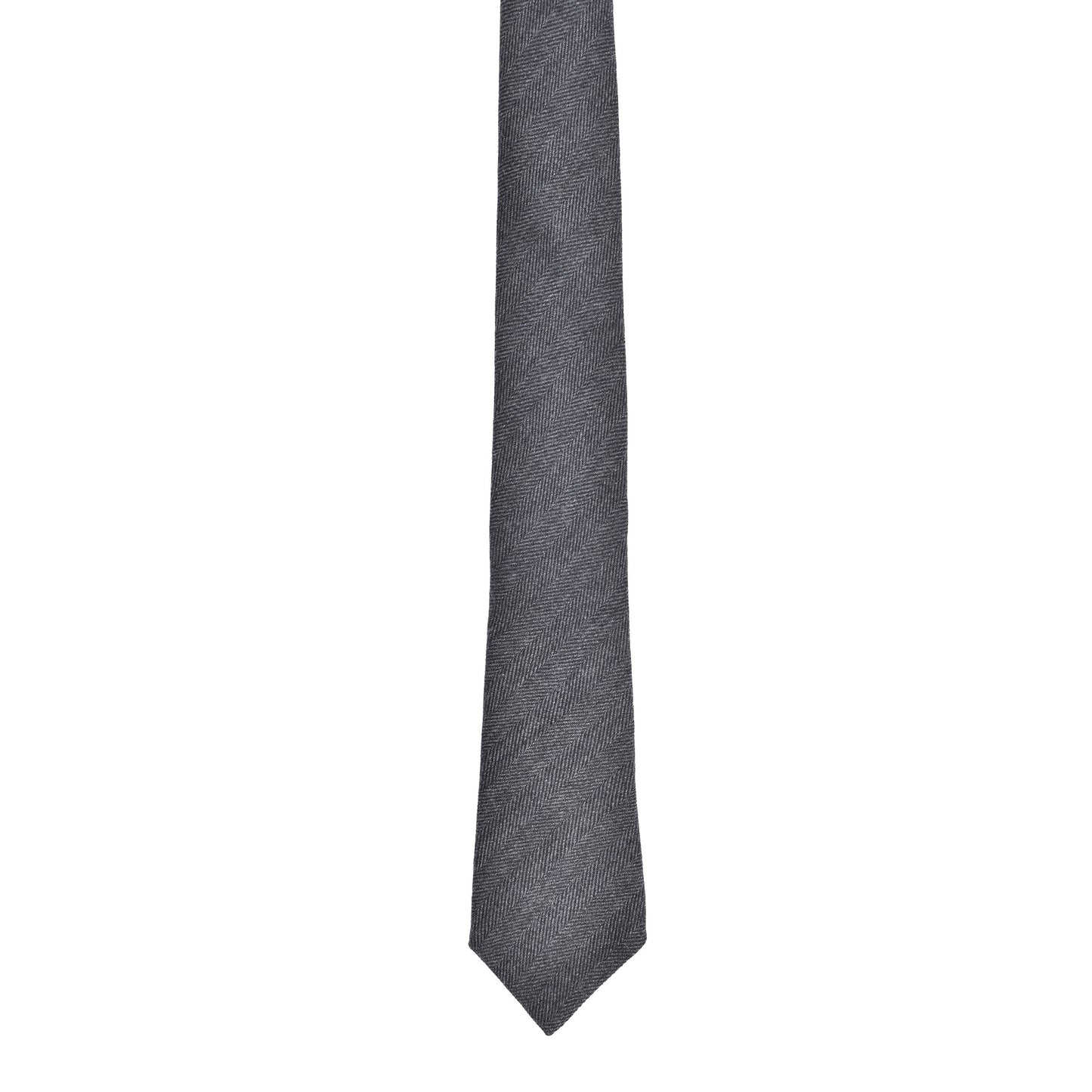 BRUNELLO CUCINELLI MEN'S WOOL BLEND GRAY HERINGBONE SKINNY TIE NEW