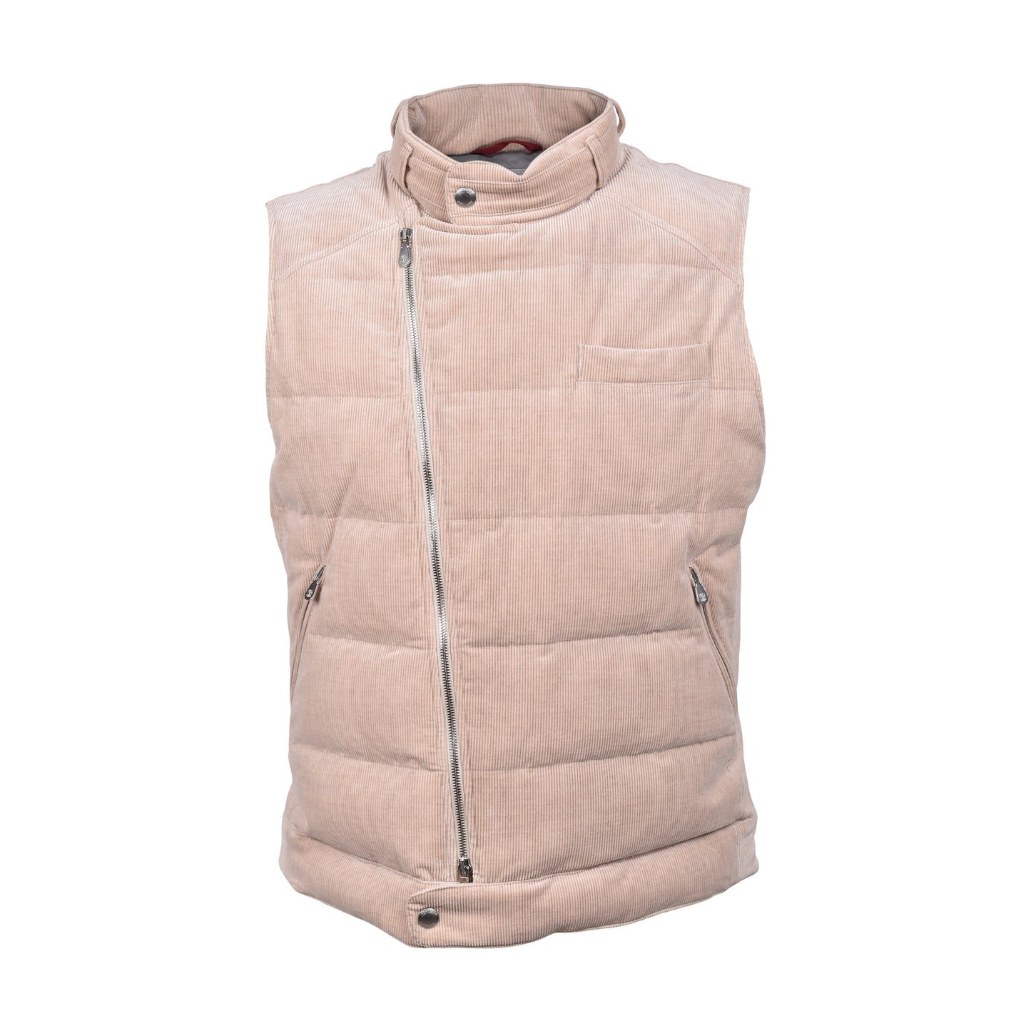 BRUNELLO CUCINELLI MEN'S CASHMERE BLEND BEIGE CORDUROY BIKER STYLE ZIP UP VEST