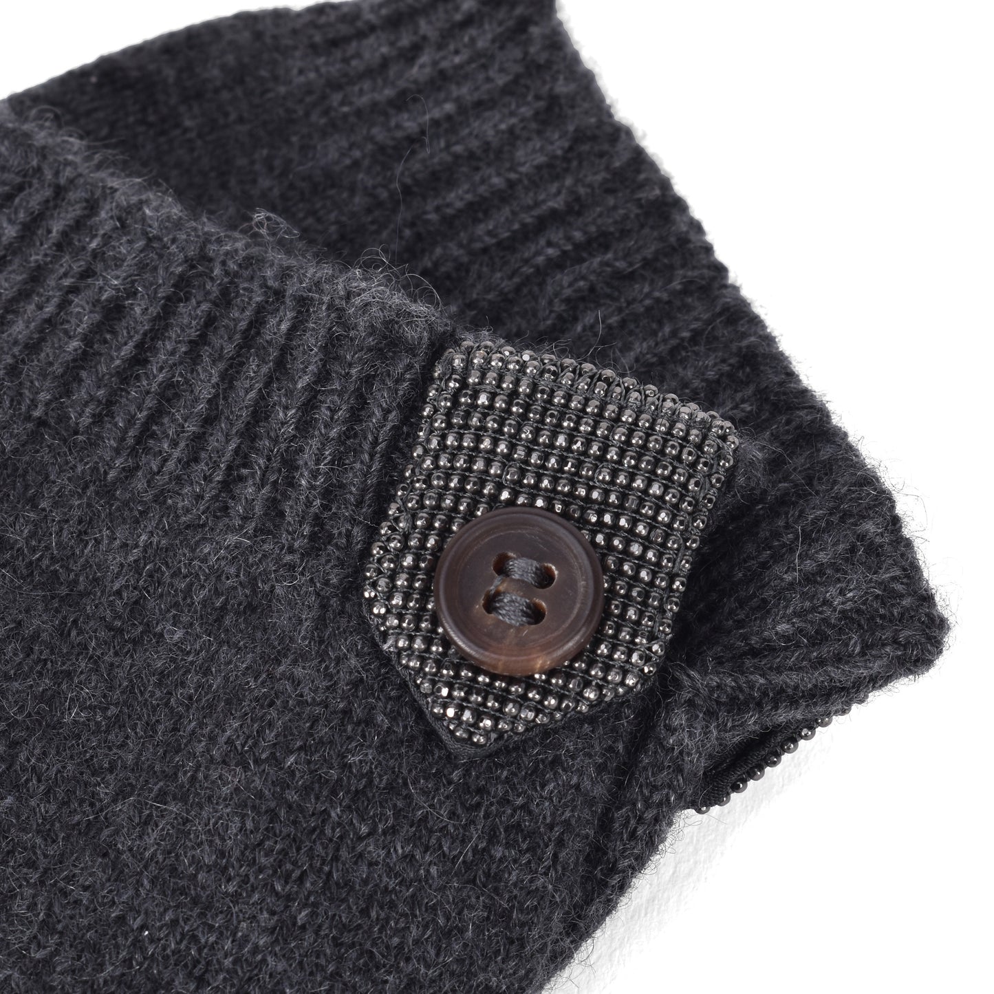 BRUNELLO CUCINELLI WOMEN'S 100% CASHMERE MONILI BEAD ACCENT LONG GLOVES