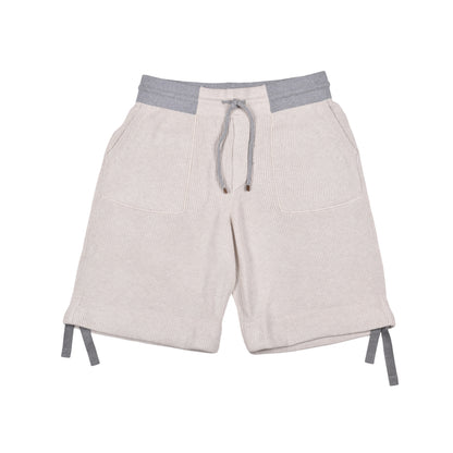 BRUNELLO CUCINELLI MEN'S 100% COTTON TWO TONE GRAY KNIT FASHION GYM SHORTS
