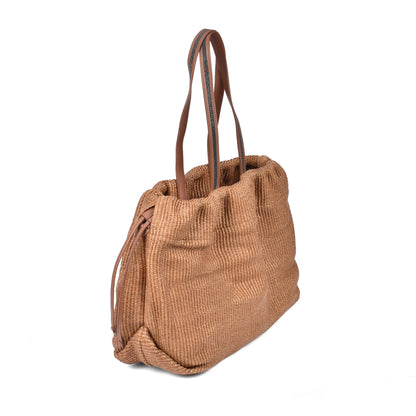 BRUNELLO CUCINELLI WOMEN'S MONILI BEAD WOVEN RAFFIA TOTE / SHOULDER BAG