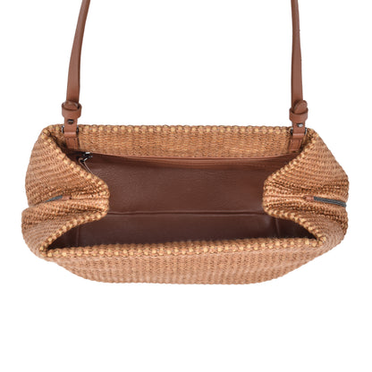 BRUNELLO CUCINELLI WOMEN'S MONILI BEAD WOVEN RAFFIA CROSSBODY SHOULDER BAG