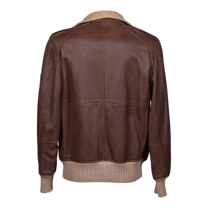 BRUNELLO CUCINELLI MEN'S SHEARLING LINED 100% LEATHER BOMBER JACKET NEW MEDIUM
