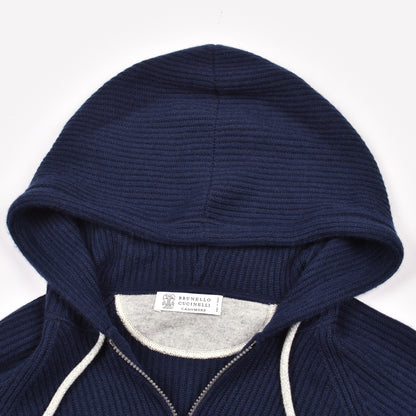 BRUNELLO CUCINELLI MEN'S 100% CASHMERE ATHLETIC KNIT ZIP UP FASHION HOODIE NEW
