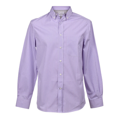 BRUNELLO CUCINELLI MEN'S 100% COTTON EASY FIT STRIPED BUTTON DOWN DRESS SHIRT
